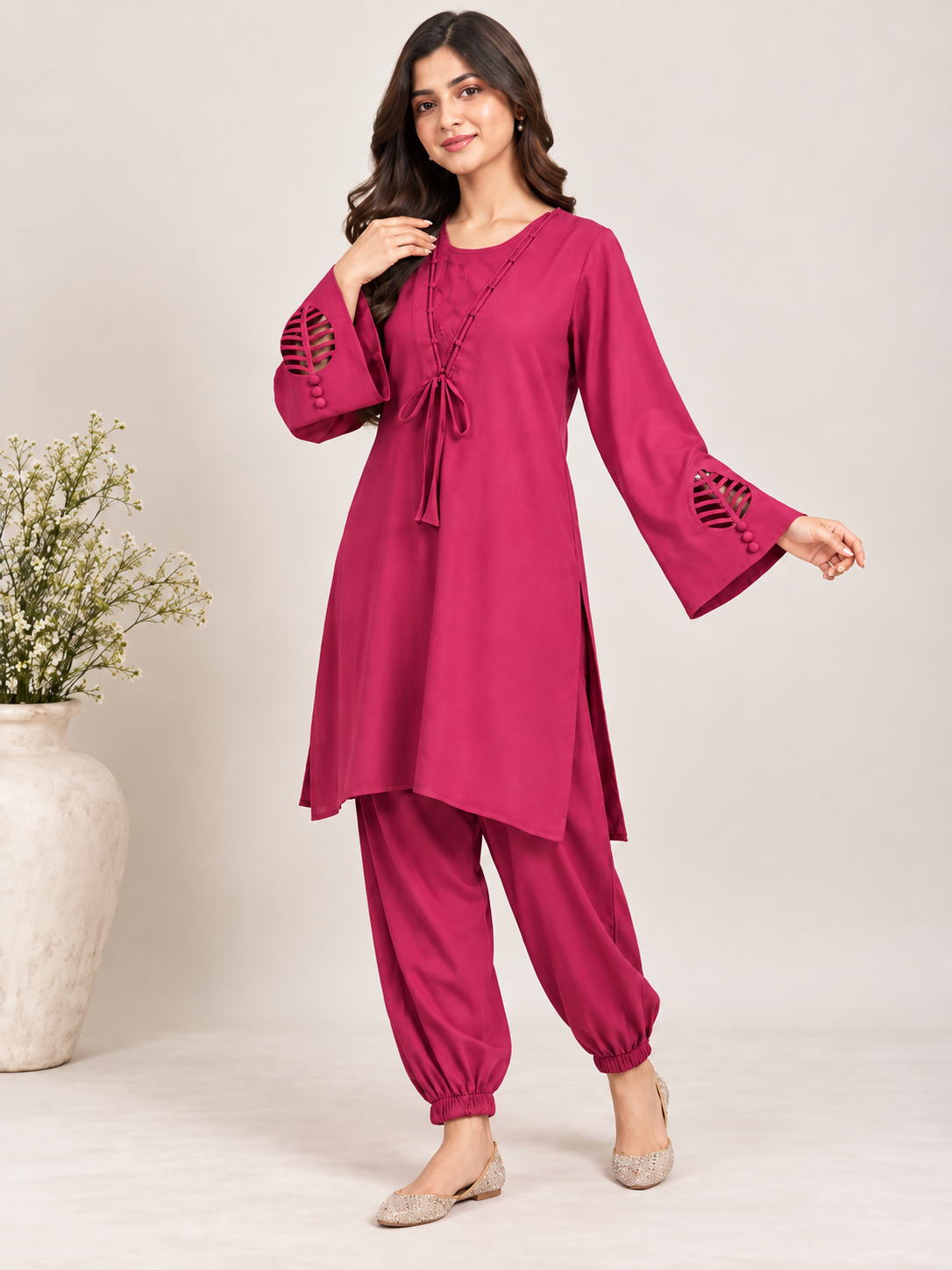 Magenta Grace Leaf Co Ord Set