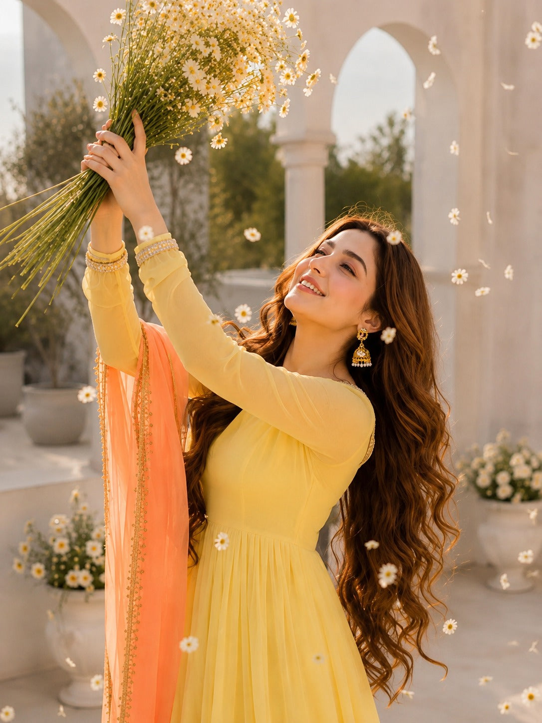 Yellow & Peach Contrasted Fairytale Dress