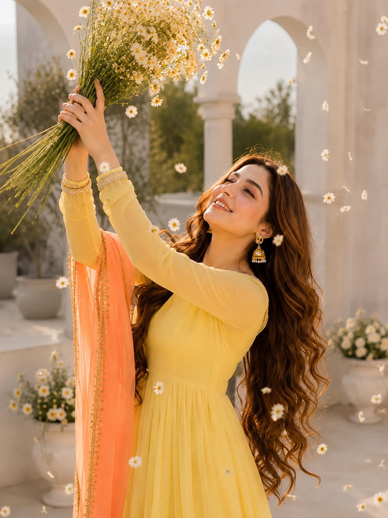 Yellow & Peach Contrasted Fairytale Dress