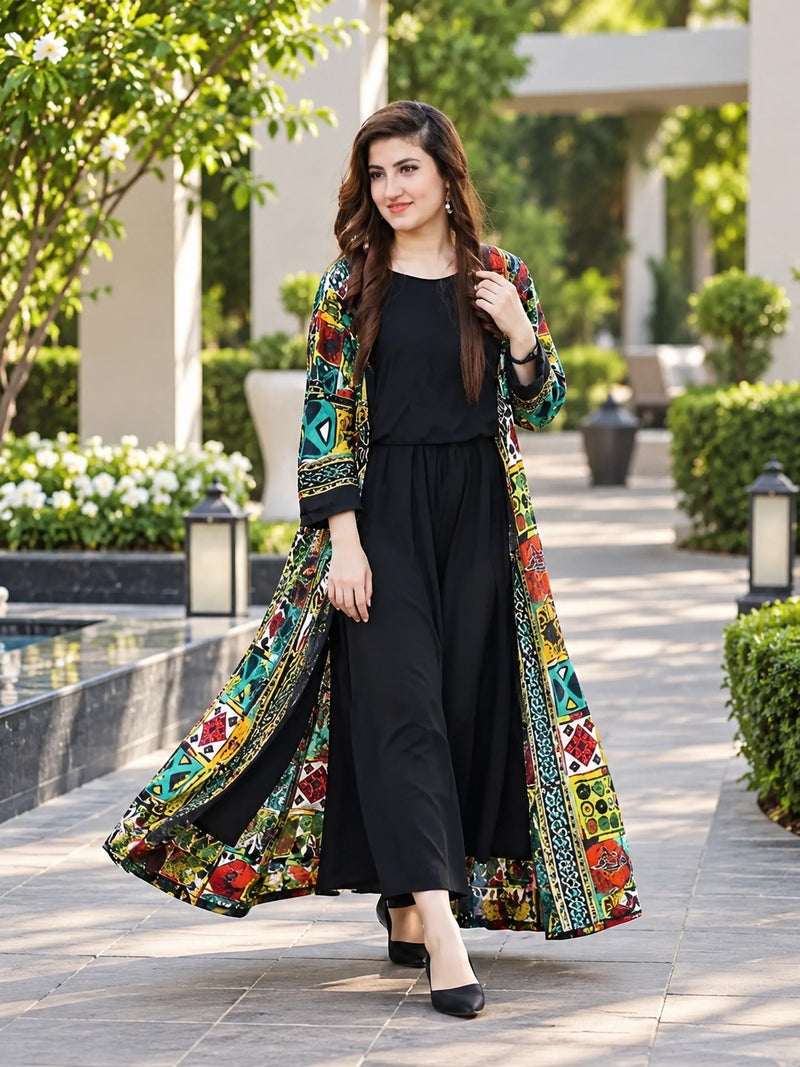 Black Jumpsuit With Colorful Upper