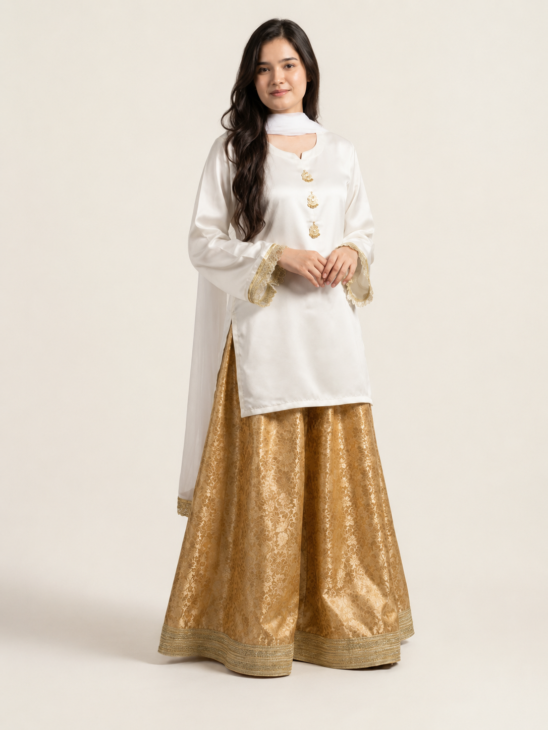 Elegant Outfit With Gold Accents (03 Piece)