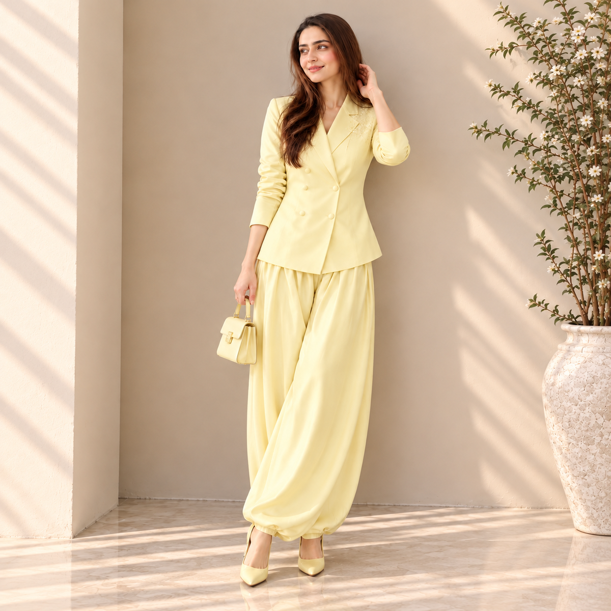 Lemon Blazer Balloon Pant Set