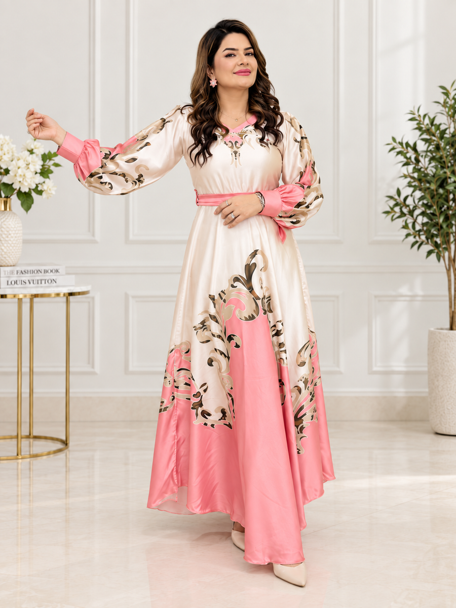 Peach Elegant Prints Maxi