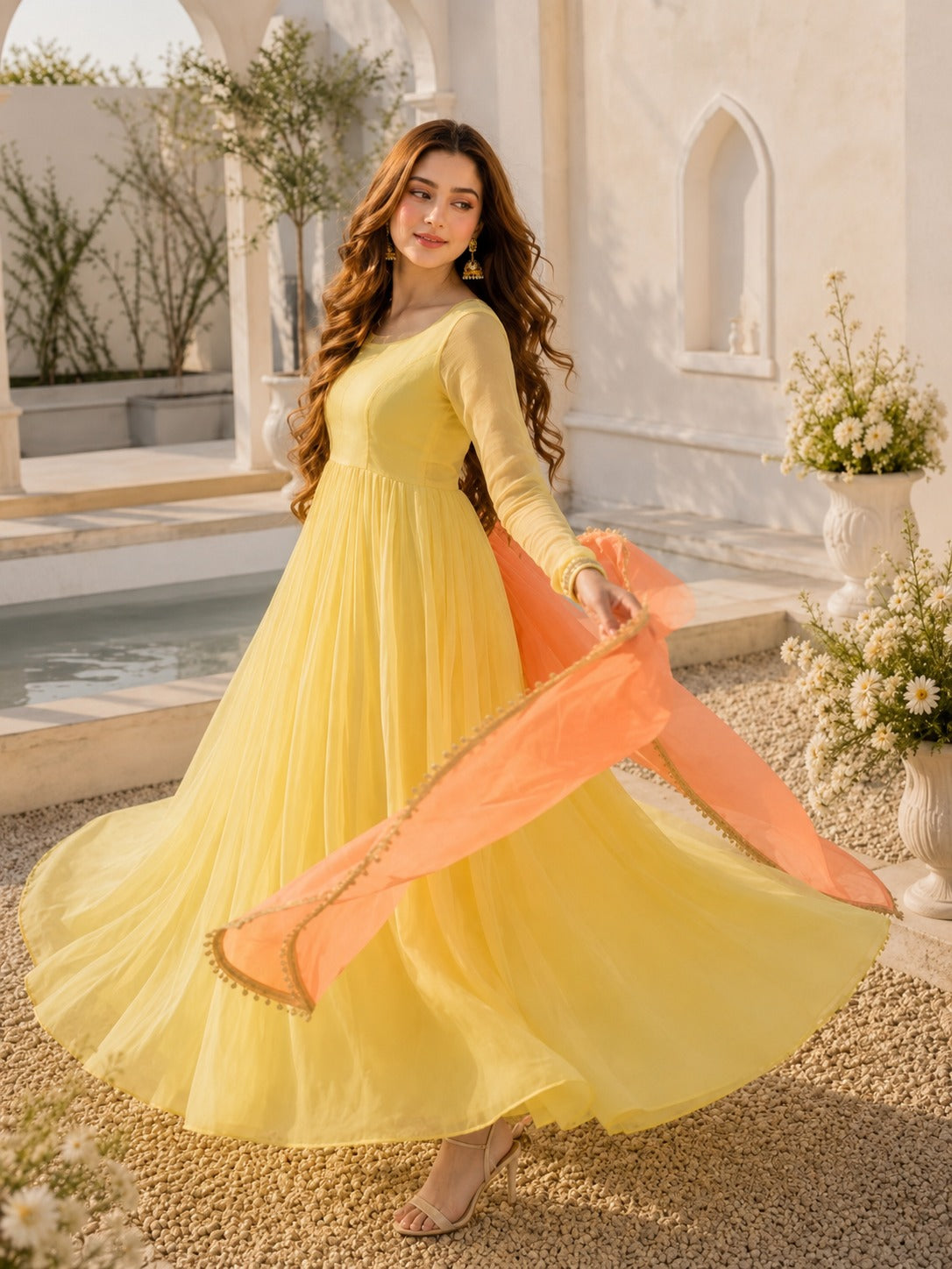Yellow & Peach Contrasted Fairytale Dress