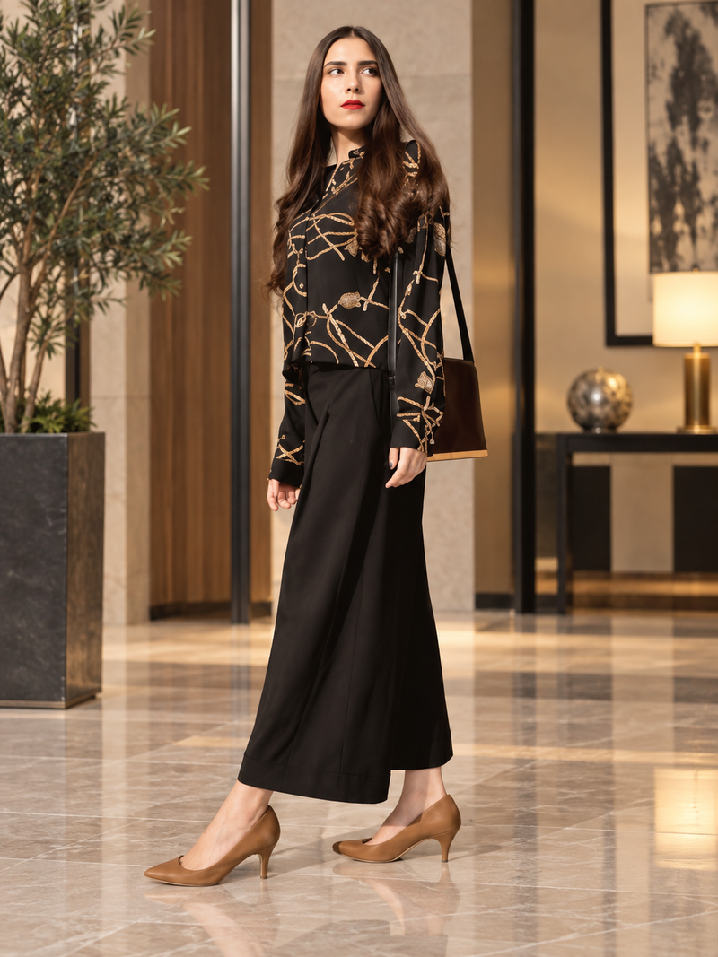 Black Chain Shirt With Plazo