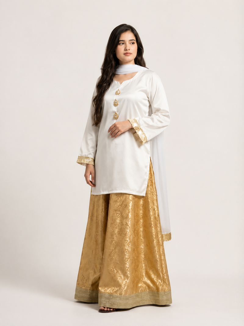 Elegant Outfit With Gold Accents (03 Piece)
