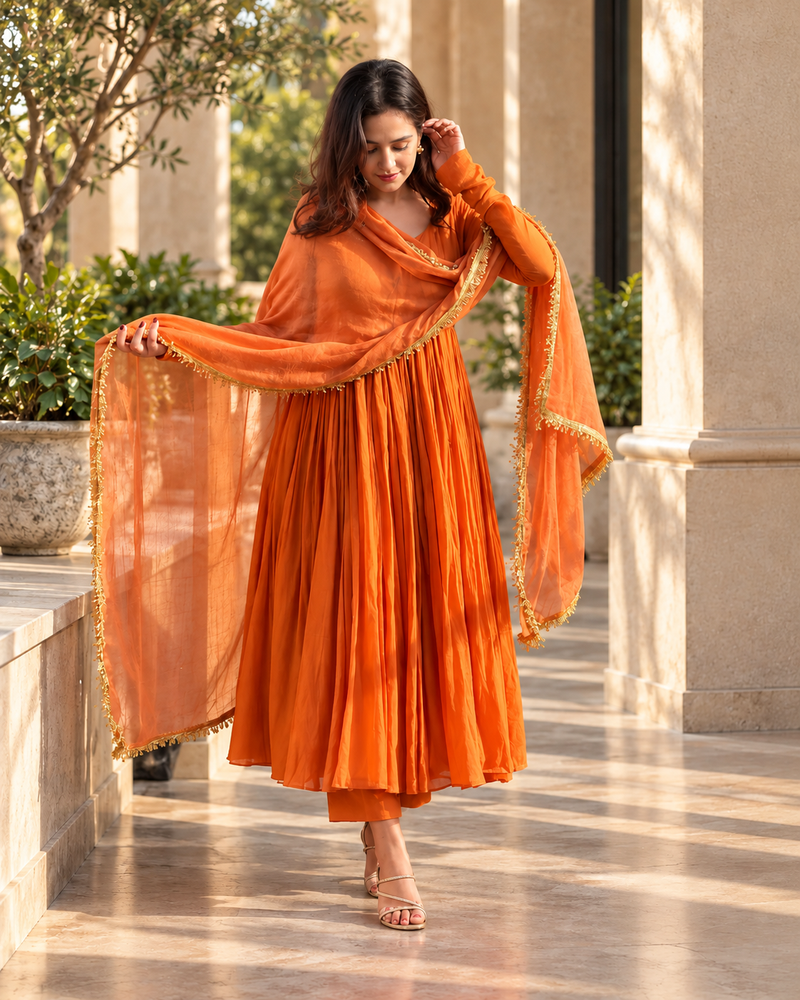 Women’s Orange Dress (03 Piece)