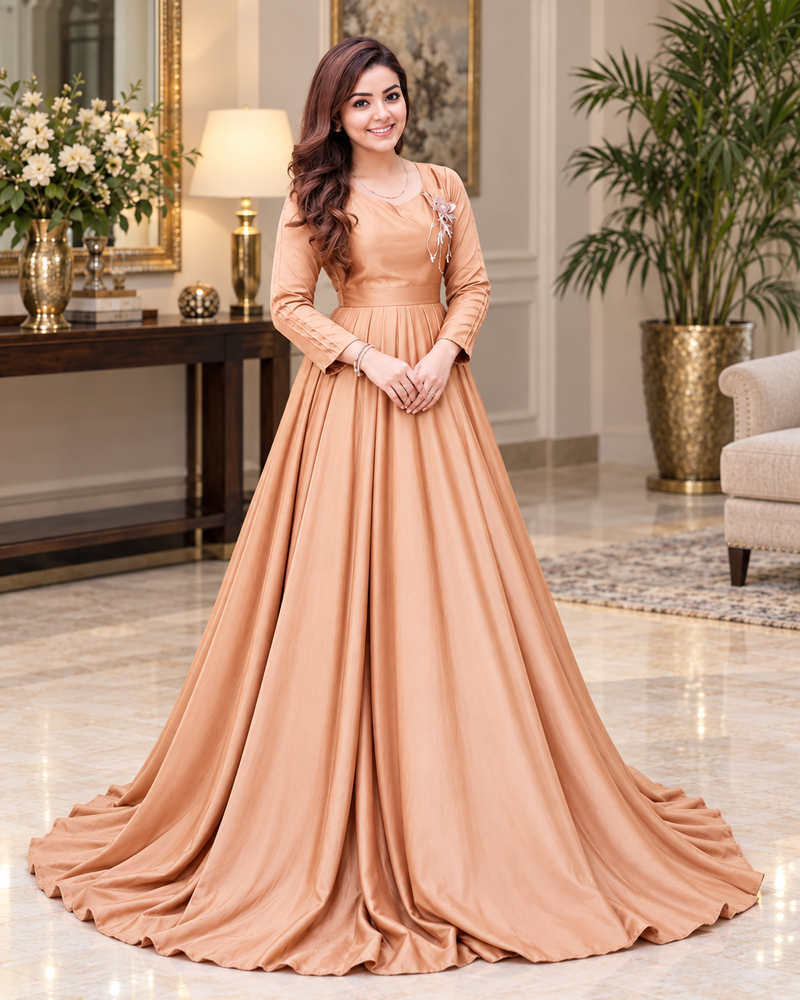 Golden Silk Heavy Flare Maxi