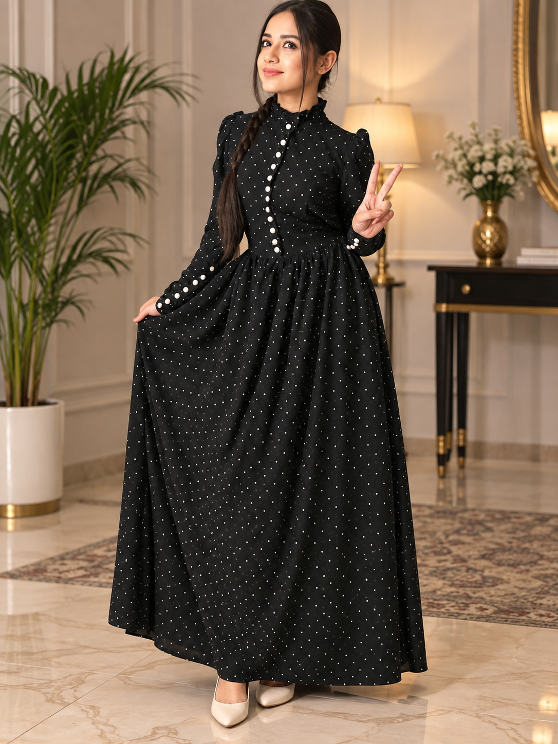 Black Polka Dot Maxi