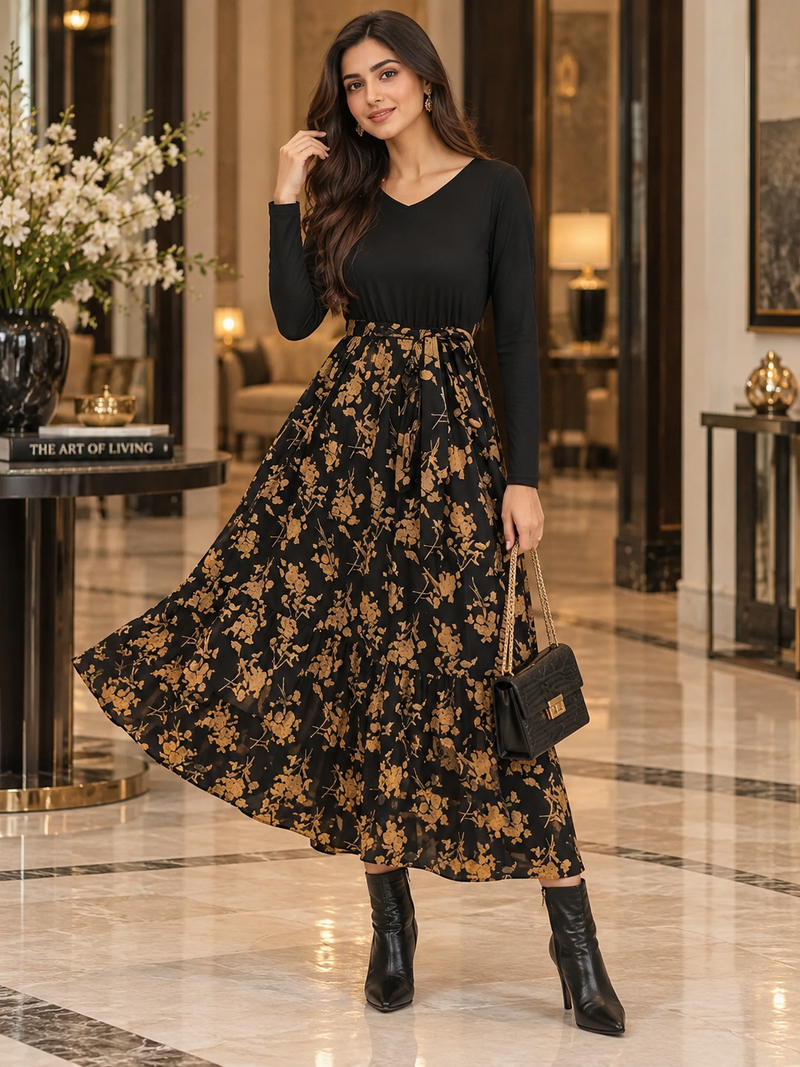 Classic Floral Printed Maxi