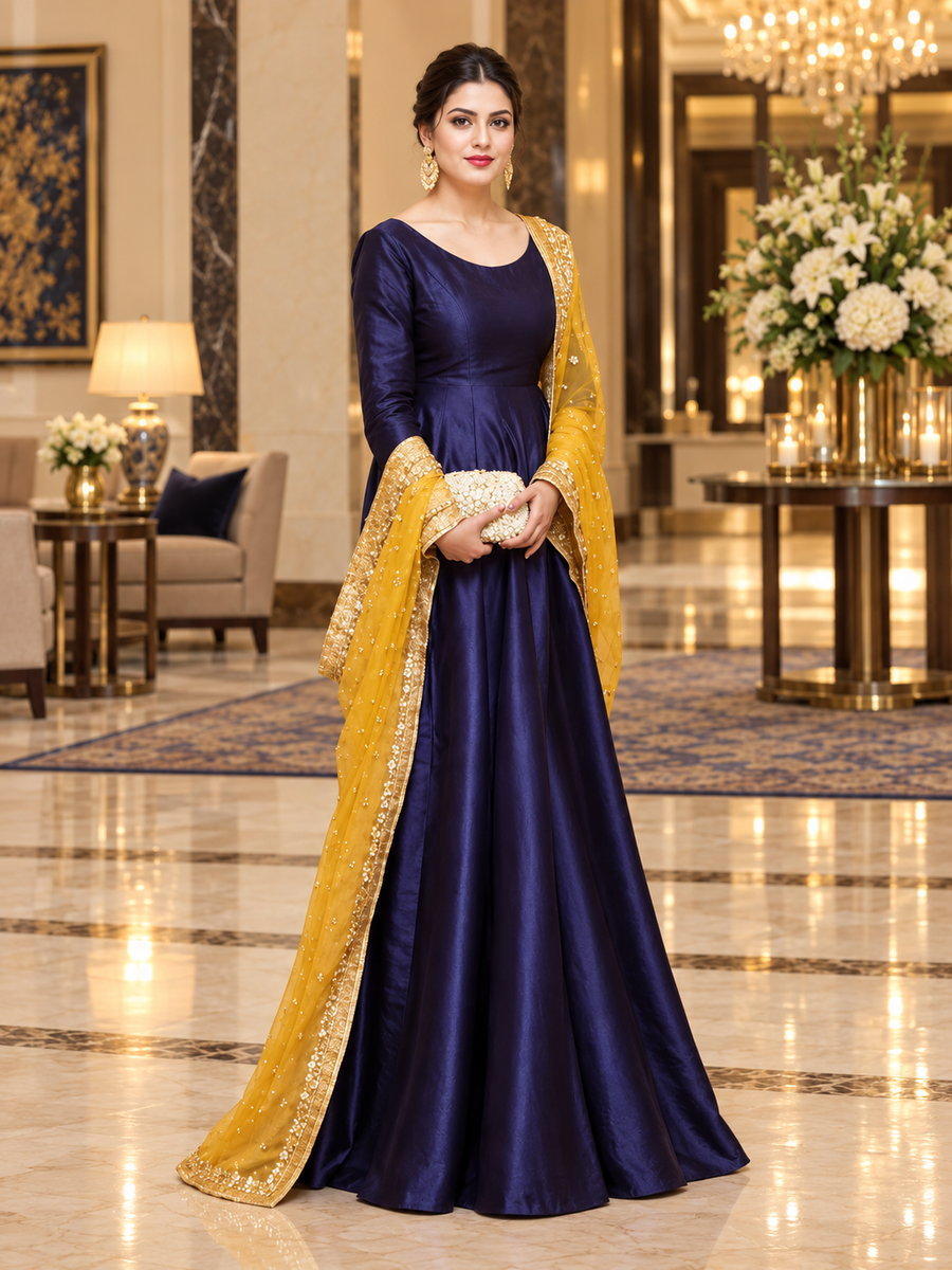 Maxi With Yellow Dupatta