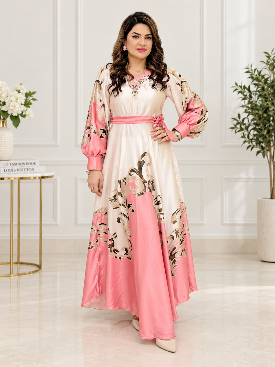 Peach Elegant Prints Maxi