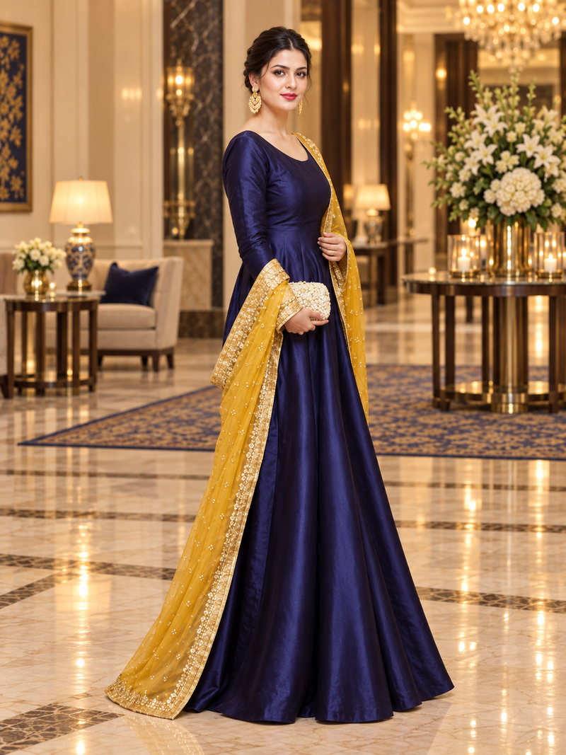 Maxi With Yellow Dupatta