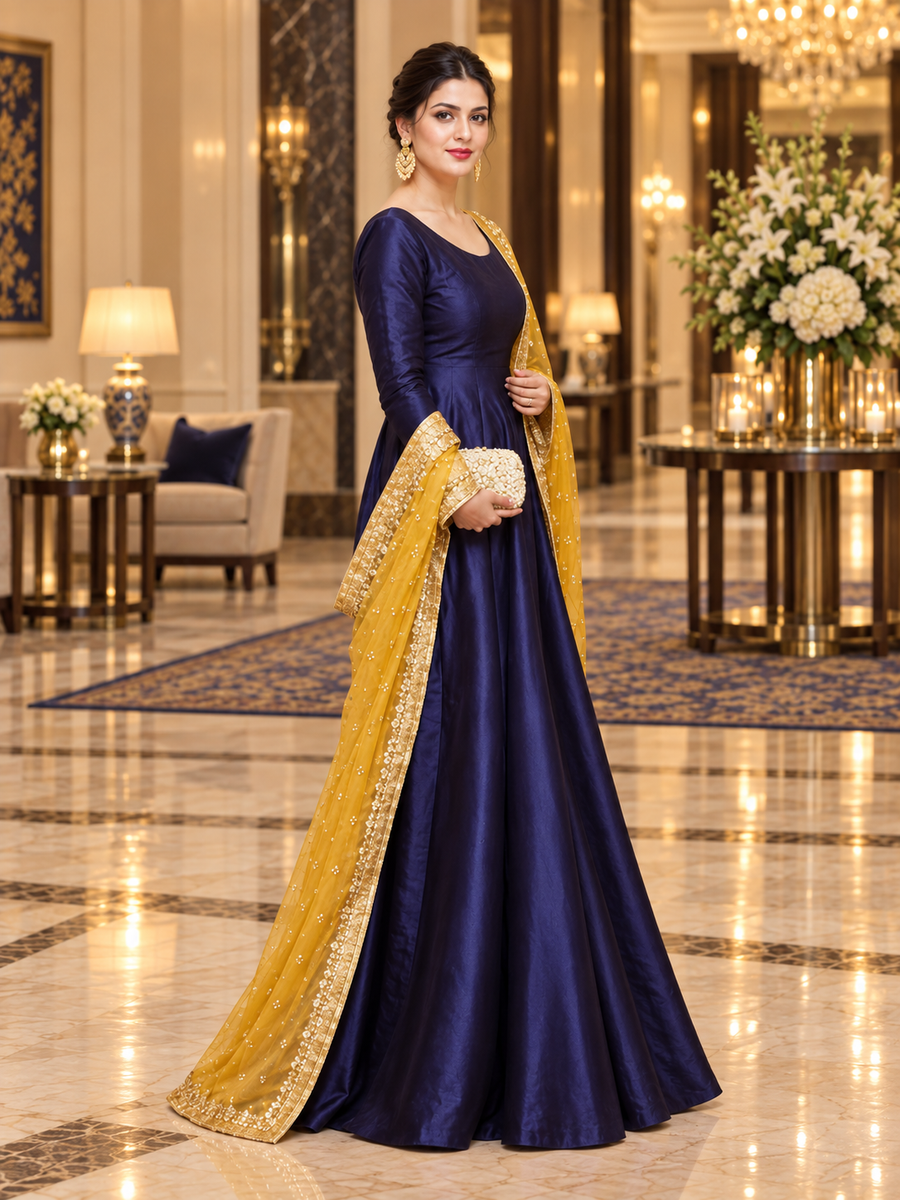 Maxi With Yellow Dupatta