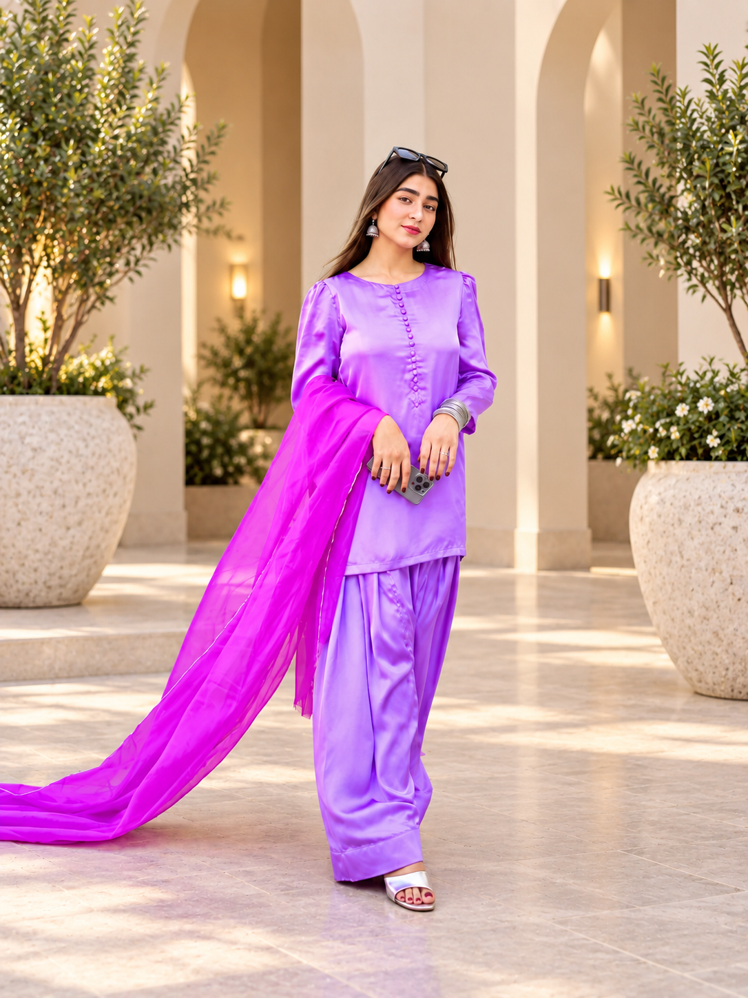 Purple Marjanda Farshi Dress (03 Piece)