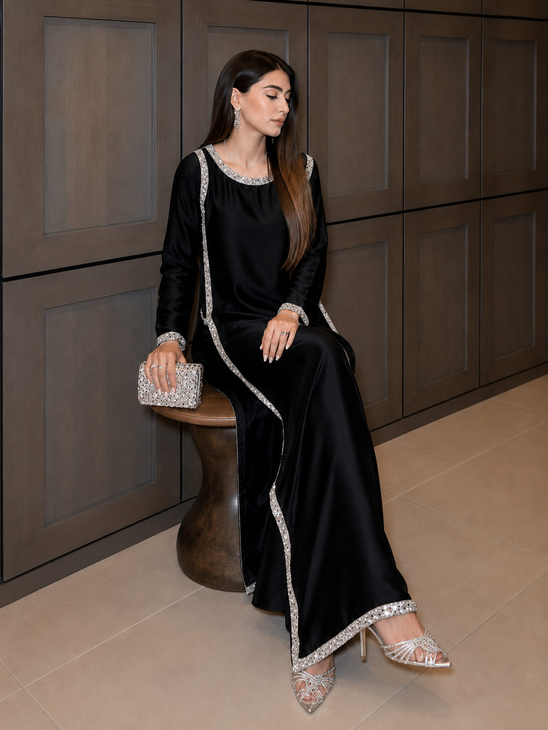 Black Stylish Cuts Trending Dress (02 Piece)