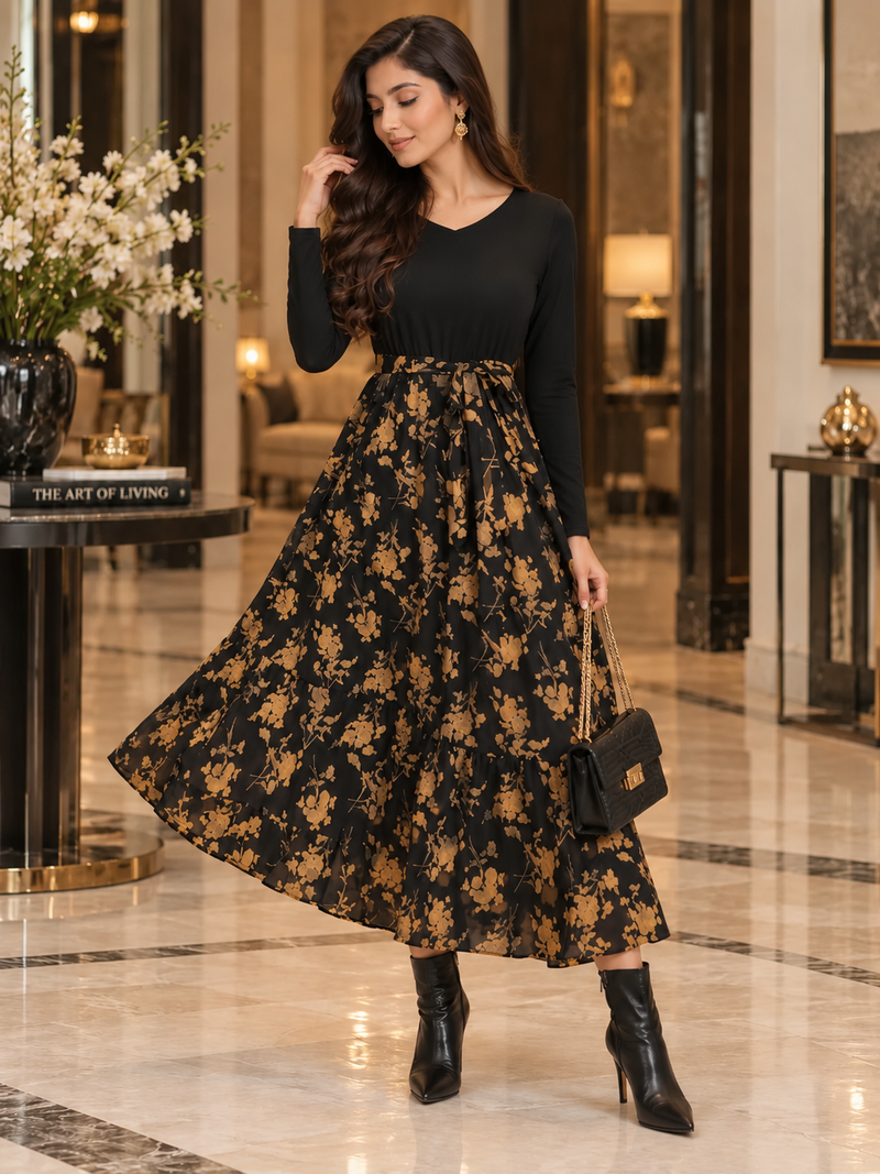Classic Floral Printed Maxi