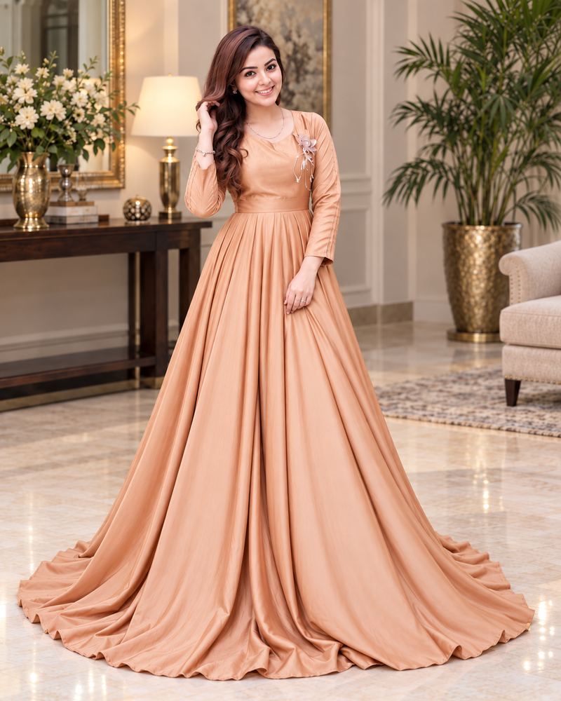 Golden Silk Heavy Flare Maxi