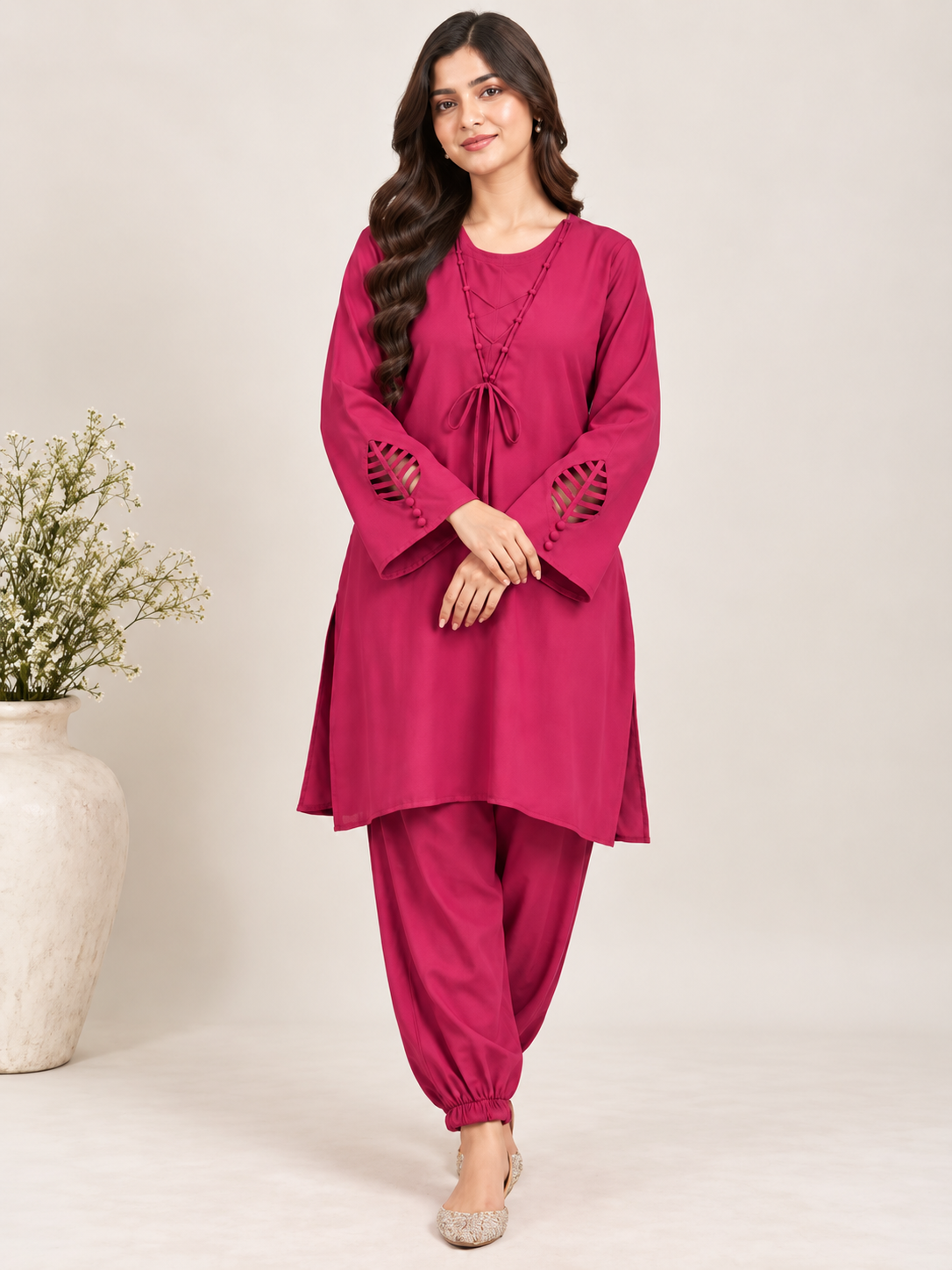 Magenta Grace Leaf Co Ord Set