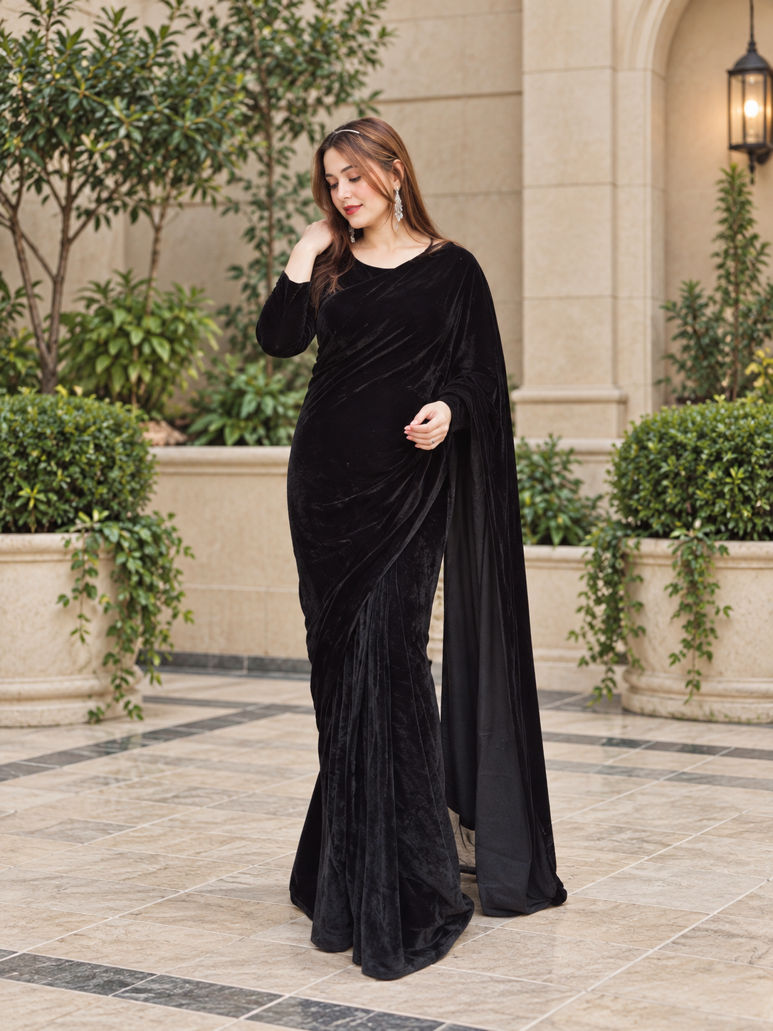 Black Velvet Saree