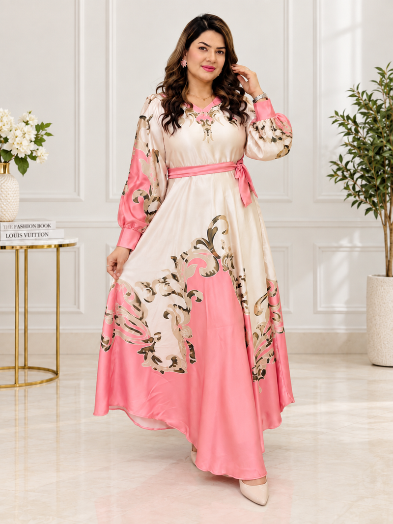 Peach Elegant Prints Maxi