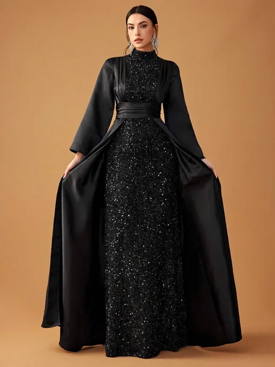 Women’s Full Sequin Mock Neck Maxi With Gown