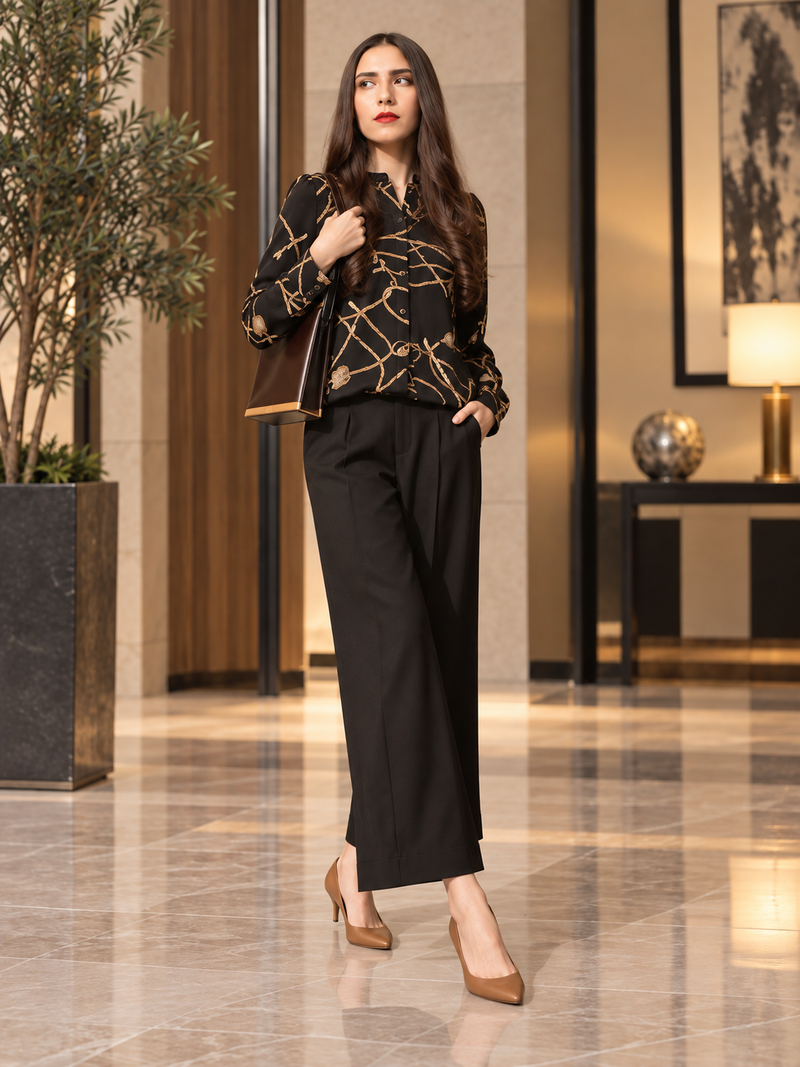 Black Chain Shirt With Plazo