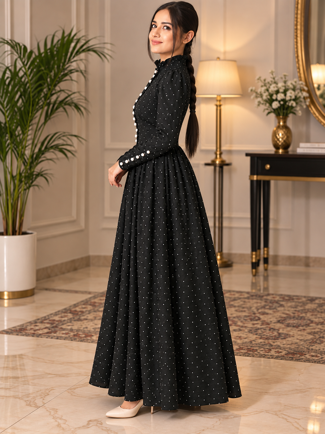 Black Polka Dot Maxi