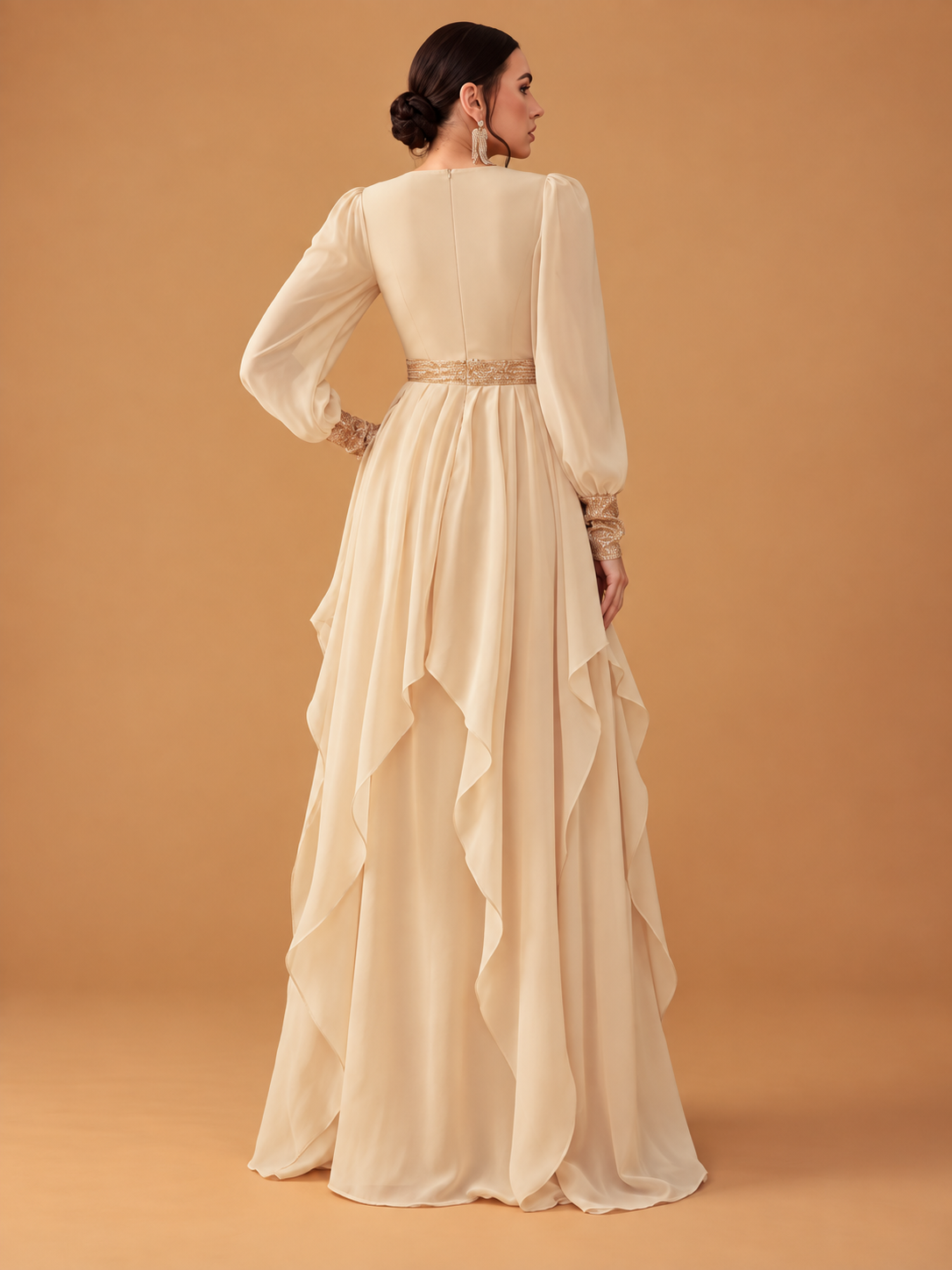 Golden Chiffon & Sequin Maxi
