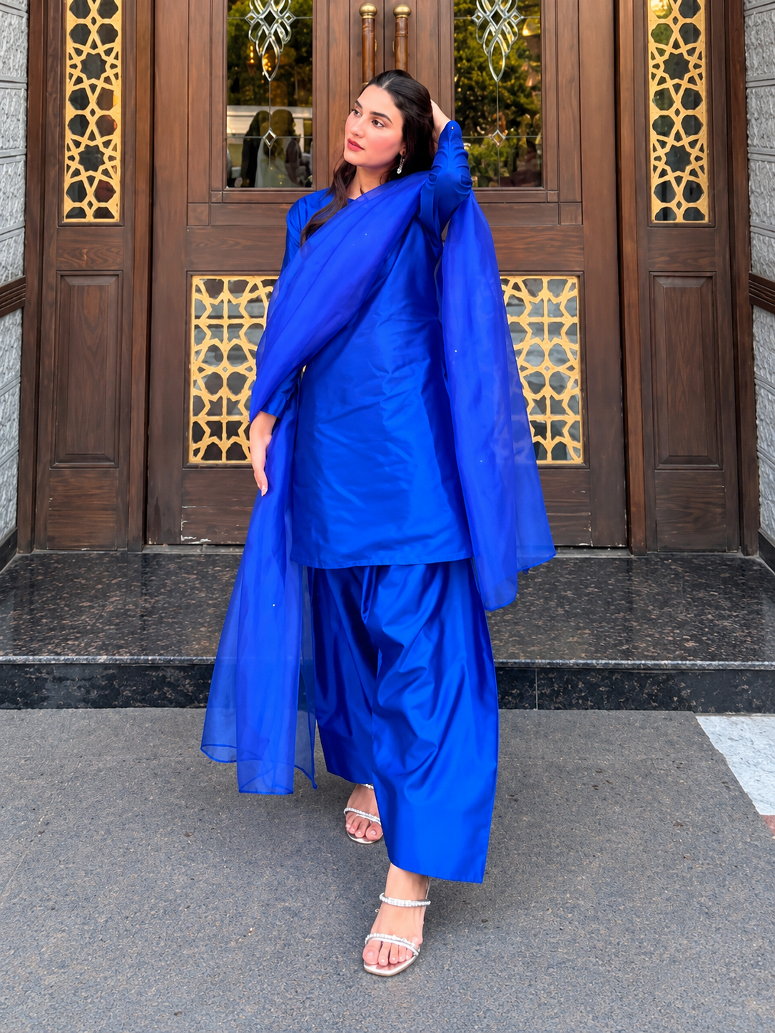 Women’s Blue Farshi Dress (03 Piece)