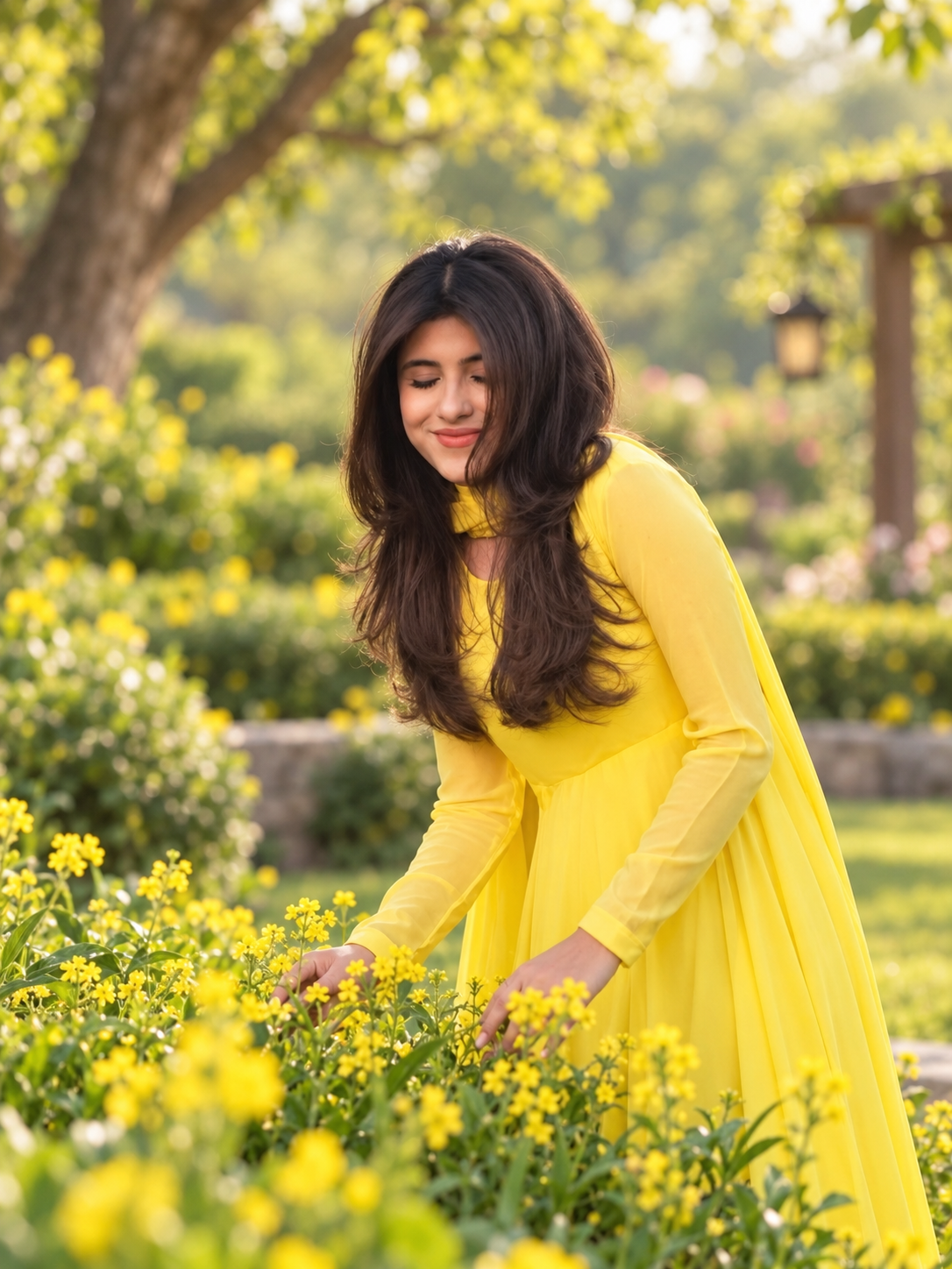 Lemon Chiffon Heavy Flare Maxi With Dupatta