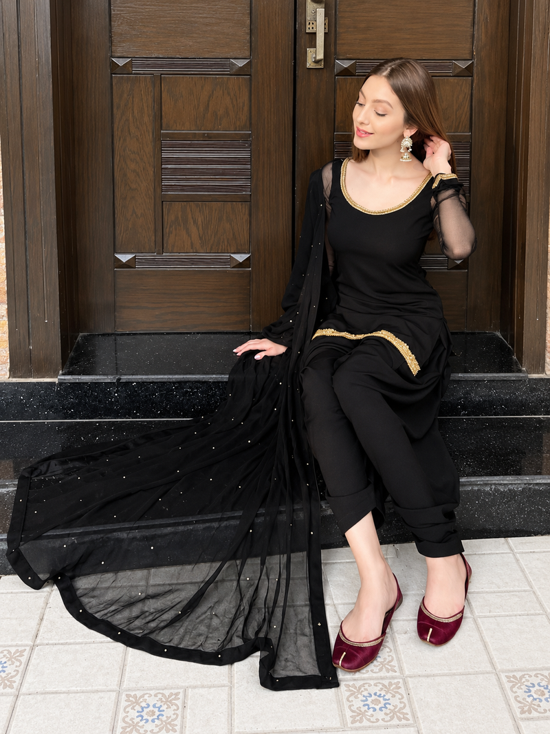 Black Patiala Dress (03 Piece)