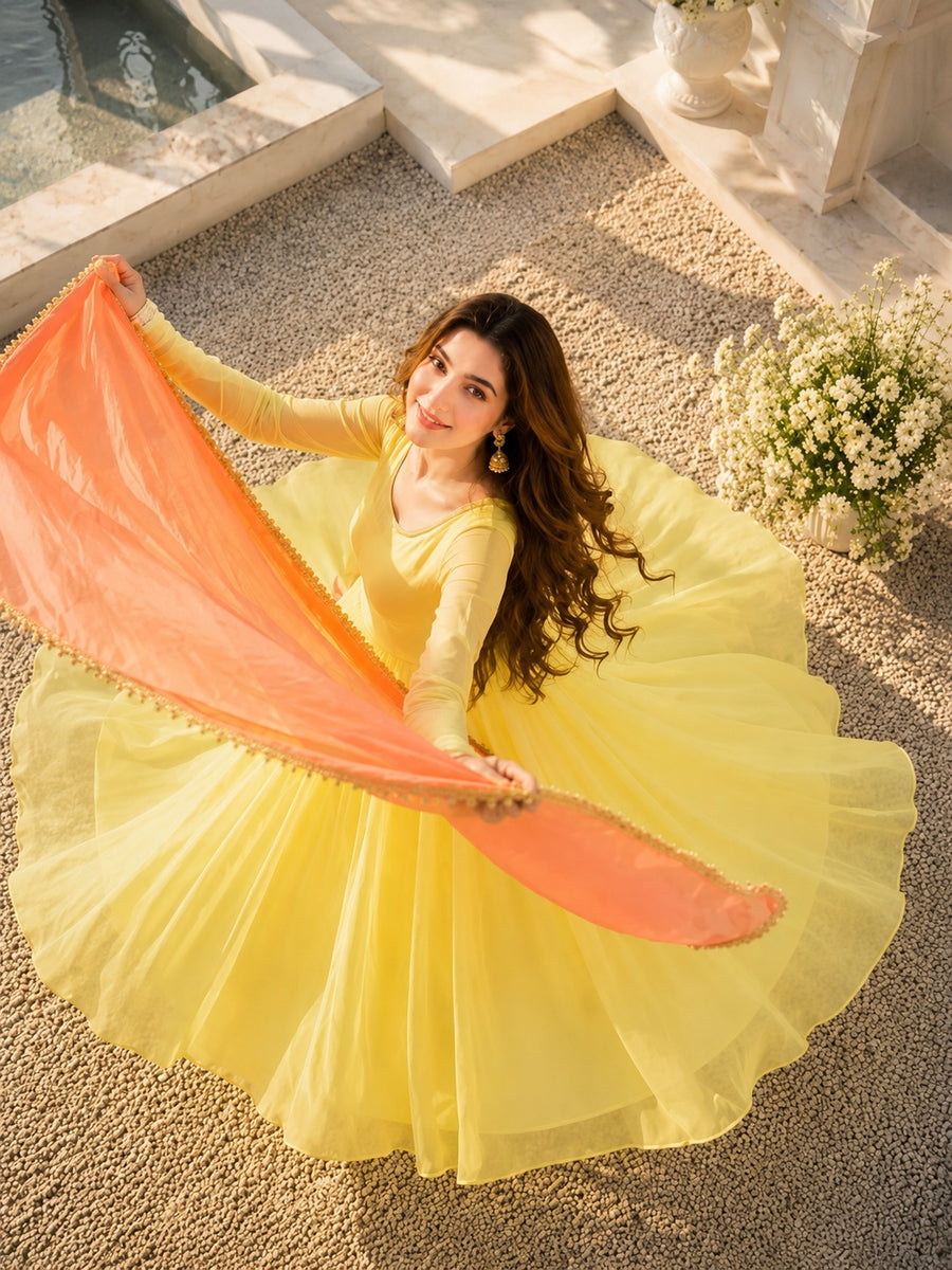 Yellow & Peach Contrasted Fairytale Dress