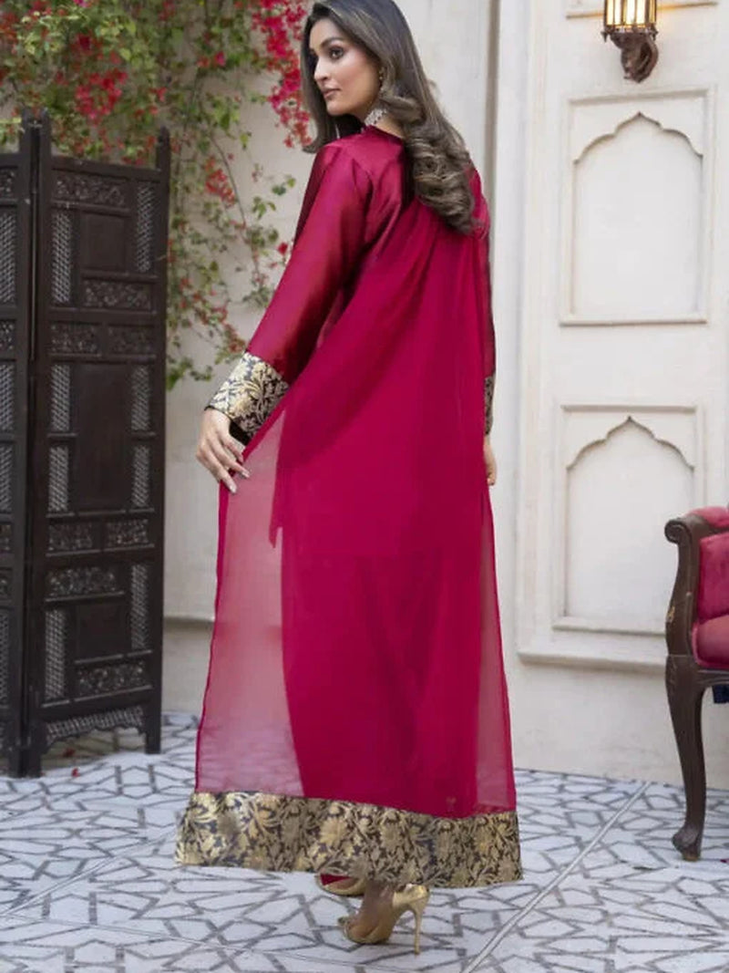Women Maroon Fashionable Farshi Dress (03 Piece)