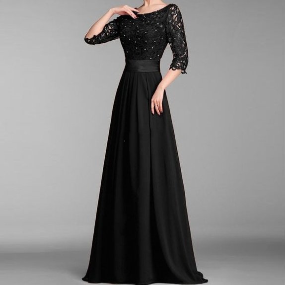 Black Maxi With Pearl Detailing