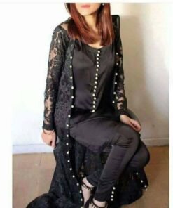 Black Dress with Net Upper (3 Piece)