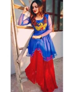Blue Bird Peplum With Plazo