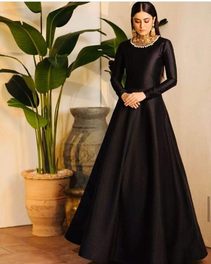 Full Black Silk Maxi - Faash Wear