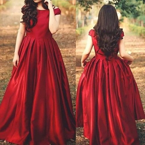 Red Heavy Silk Plated Maxi - Faash Wear