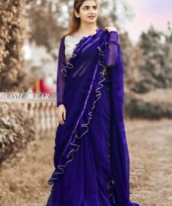 Purple Frill Saree Stiched