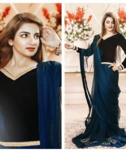 Stiched Navy Blue Saree
