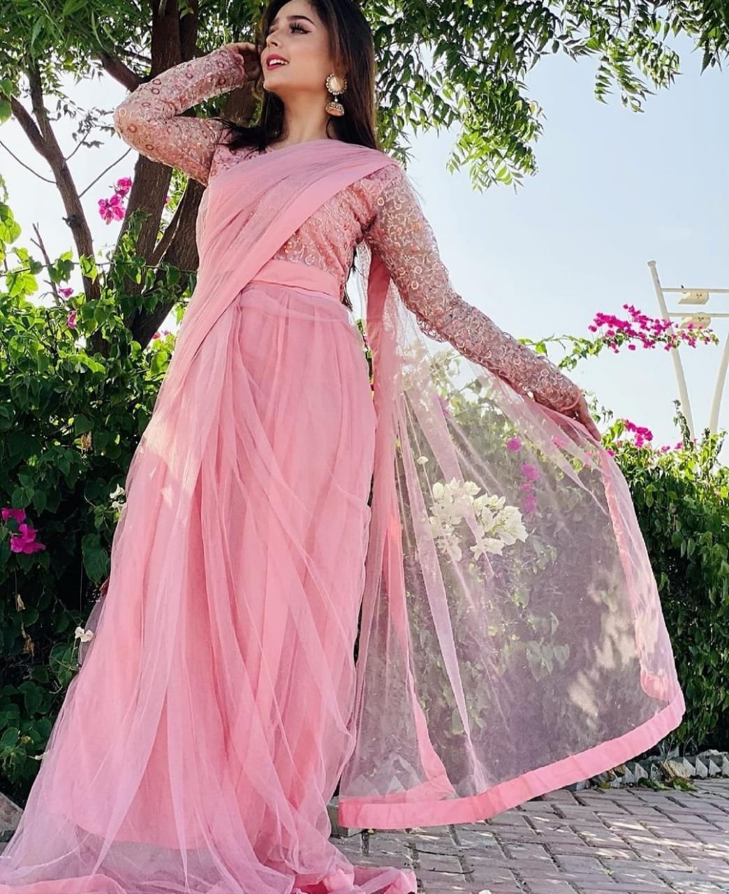 pink fancy saree