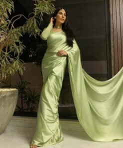 Pistachio Silk Saree With Long Pallu