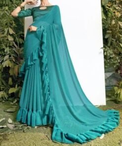 Stiched Frill Border Unique Saree