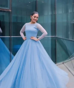 Sky Blue Chiffon Heavy Flare Maxi