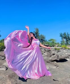 Baby Pink Heavy Flare Silk Maxi