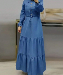 Women's Front Button Denim Maxi