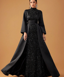 Women's Full Sequin Mock Neck Maxi With Gown