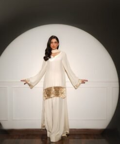 Women's Cream Dress With Golden Touch (03 Piece)
