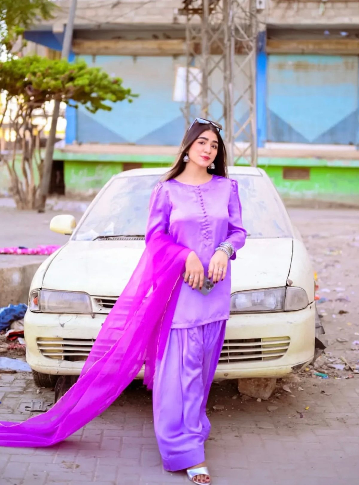 Purple Marjanda Farshi Dress (03 Piece)